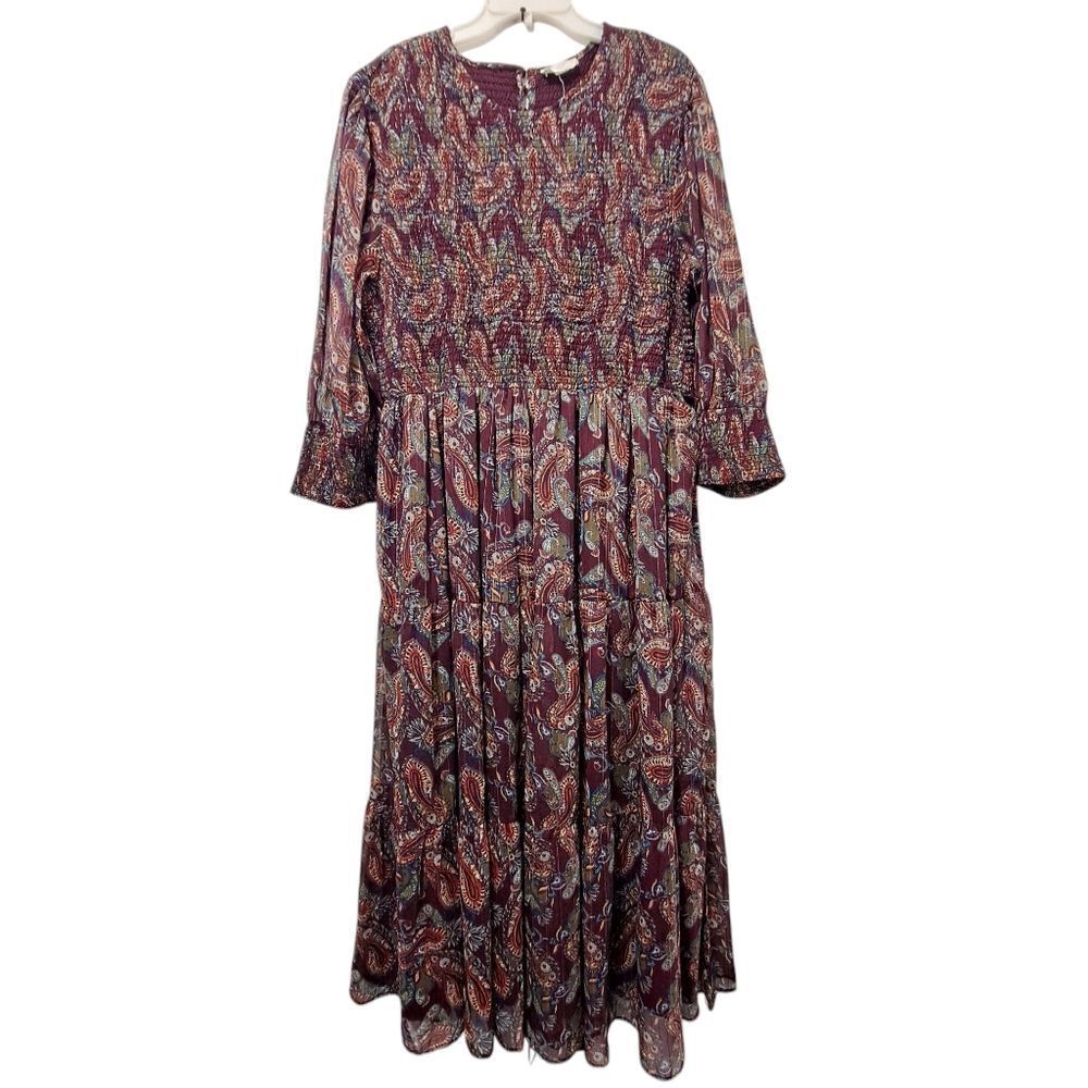 Girl Soul Tiered Paisley Print Western Cottagecore Maxi Dress Size 2X Brown